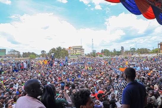Campaign rally in Kenya, election season crowd